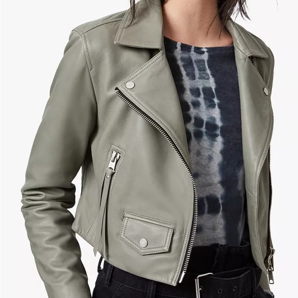 Allsaints Balfern biker jacket sage green
